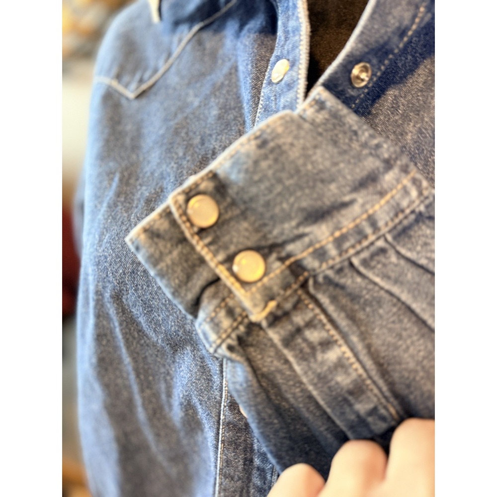Vintage Women's Denim Button Up Cow Collar Y2K Western Cowgirl Size Large - Picture 7 of 8